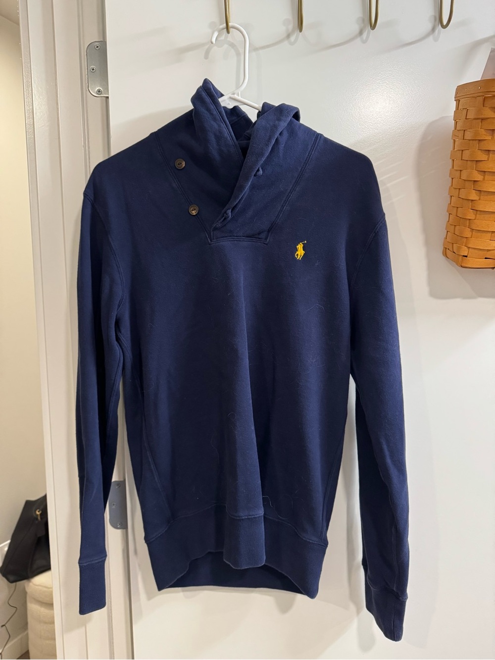 Polo by Ralph Lauren Navy Blue Shawl Collar Swearer, Size Small